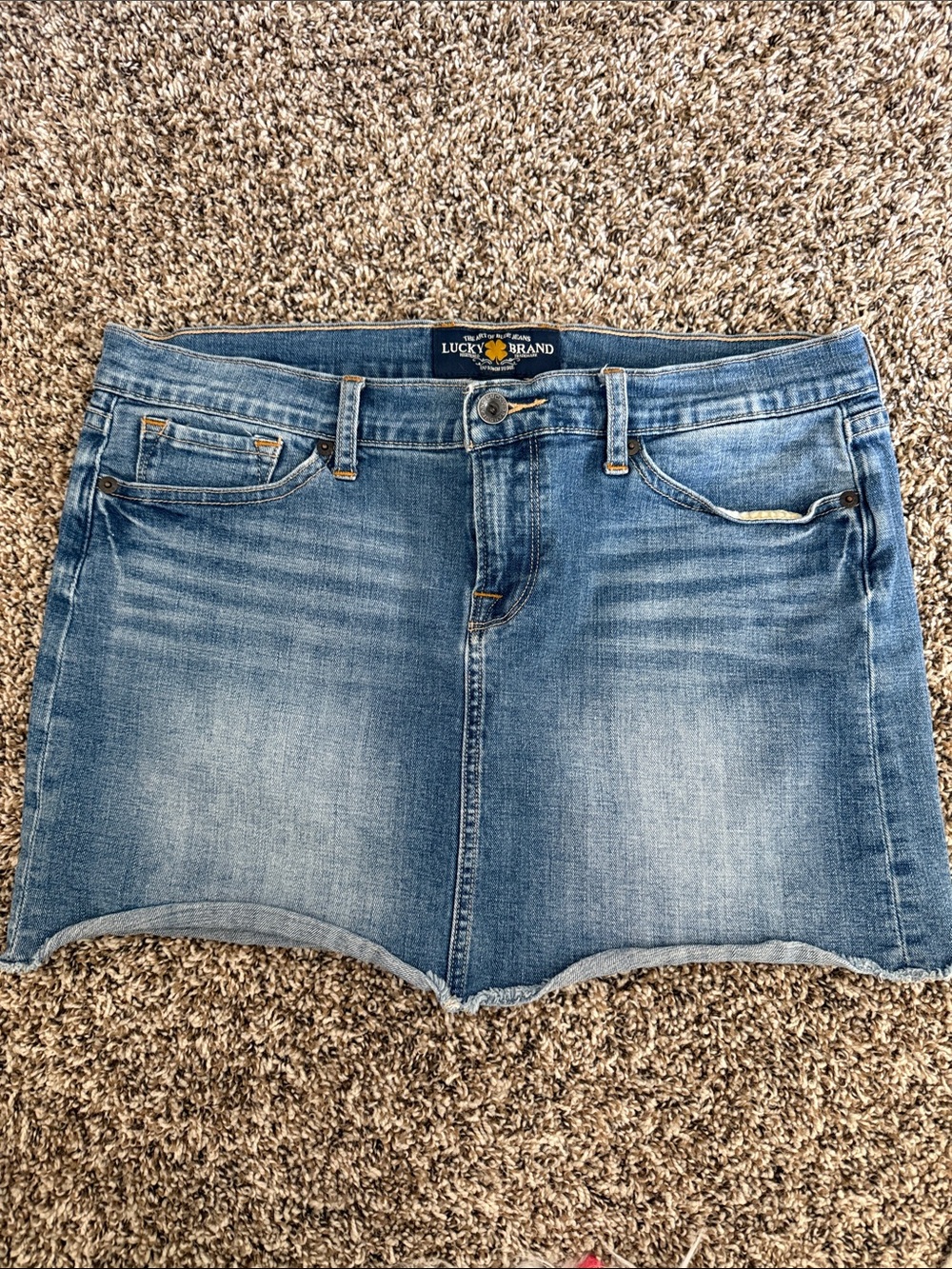 Lucky Brand Distressed Light Blue Denim Mini Skirt